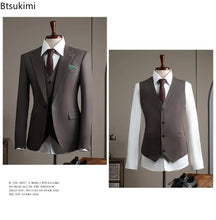 Load image into Gallery viewer, High Quality Men's Suit (jacket+vest+pants) Formal Business Office Men's Suits Groom Wedding Party Dress Solid Color Suit S-4XL
