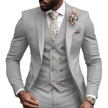 Load image into Gallery viewer, Casual Jacket Vest Pants 3Pcs Elegant  Suits for Men Slim Fit
