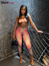 Cargar imagen en el visor de la galería, Weird Puss Gradient Print  Striped Stretch 2 Piece Set
