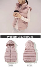 Load image into Gallery viewer, Women's Short Padded Quilted Vest Warm Slimming Detachable Cap Jacket.
