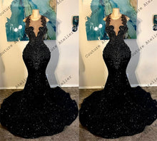 Lade das Bild in den Galerie-Viewer, Black Sequin Rhinestones Mermaid Prom Dresses  Dress

