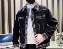 Load image into Gallery viewer, Men's Black Male  Splicing  Korean Reviews Stylish Jacket
