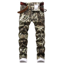 Load image into Gallery viewer, Printed Snakeskin Pencil Pants Slim Fit Colored Stretch Mid Waist Washed Jeans
