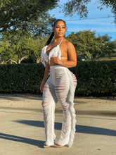 Load image into Gallery viewer, Sexy Two Piece Pant Sets Women Hollow Out Trousers Matching Sets Strapless Tassels Hole Pencil Pants Suits High Street Summer
