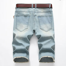 Load image into Gallery viewer, 2026 Summer Men's Red Rose Embroidered Jeans Shorts, Fashion Casual Shorts Black Blue White Men Torn and Frayed Denim Shorts
