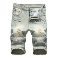 Load image into Gallery viewer, 2026 Summer Men's Red Rose Embroidered Jeans Shorts, Fashion Casual Shorts Black Blue White Men Torn and Frayed Denim Shorts
