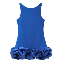 Load image into Gallery viewer, Sexy Women Mini Dress Green Bule Pink Black White O Neck Ruffle Design Sexy Bodycon Dress Women Sleeveless Party Dress
