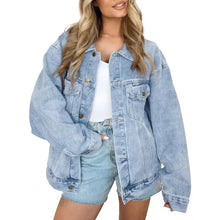 Load image into Gallery viewer, Women's  Denim Long Sleeve Oversized Button Jacket
