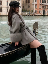 Load image into Gallery viewer, Luxury Mixed Color Faux Fur Coats Women Fashion  Long Sleeves Warm loose Jacket Lady 2025 Winter Warm High Street Gradient Coats
