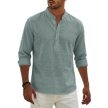 Load image into Gallery viewer, New Cotton Linen Shirts for Men Luxury Henley Casual T-Shirts Beach Long Sleeve Shirts Hawaiian Summer Shirt Gym Man for Work

