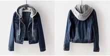 Load image into Gallery viewer, Denim Short Jacket for Women Short Autumn Winter Korean Long-sleeved Slim Hooded Versatile
