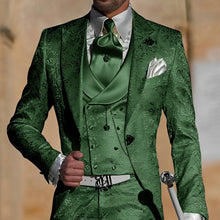 Load image into Gallery viewer, Jacquard Men's Suit 3 Piece Suit Groom Party Tuxedo Wedding Men's Formal Jacket Pants Vest Slim Fit Custom Suit Male

