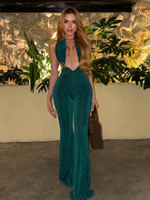 Lade das Bild in den Galerie-Viewer, Halter Open Collar Backless Sleeveless Jumpsuit
