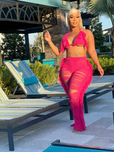 Load image into Gallery viewer, Sexy Two Piece Pant Sets Women Hollow Out Trousers Matching Sets Strapless Tassels Hole Pencil Pants Suits High Street Summer
