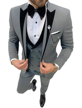 Load image into Gallery viewer, Mens Suits Wave Point Three Pieces Men Dress Suits Casual Commuter Office Business Suits for Wedding (Blazer+Vest+Pants)

