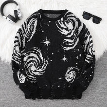 Load image into Gallery viewer, New Trendy Street Style Ripped Abstract Starry Sky Pattern Pullover Ripped Sweater Casual Crew Neck Knitted Men's Pullover
