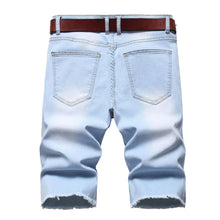Load image into Gallery viewer, 2026 Summer Men's Red Rose Embroidered Jeans Shorts, Fashion Casual Shorts Black Blue White Men Torn and Frayed Denim Shorts
