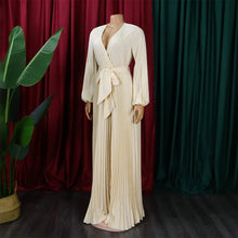 Load image into Gallery viewer, Elegant Pleated Jumpsuits &amp; Rompers Full Sleeve V Neck High Waisted Fashion Ladies Birthday Party Dinner Outfits Overalls Cloth
