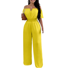 Load image into Gallery viewer, 2026 Jumpsuits for Women Summer Fashion Off Shoulder Casual Short Sleeve Wide Leg Rompers Sexy Slim Ladies Overalls Streetwear
