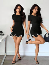 Load image into Gallery viewer, Round neck ruffled slim-fit mini dress
