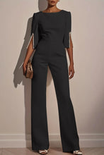 Load image into Gallery viewer, Women's Casual Solid Color 3/4 Length Sleeve Straight Round Neck Beaded High Waist Jumpsuit
