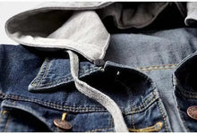 Load image into Gallery viewer, Denim Short Jacket for Women Short Autumn Winter Korean Long-sleeved Slim Hooded Versatile
