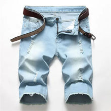 Load image into Gallery viewer, 2026 Summer Men's Red Rose Embroidered Jeans Shorts, Fashion Casual Shorts Black Blue White Men Torn and Frayed Denim Shorts

