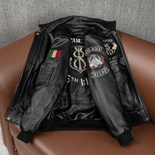 Load image into Gallery viewer, 2025 New Spring Men's Genuine Leather Jacket Embroidery Bomber Cowhide Air Force Jacket Motorcycle Leather Coat A2 Biker Clothes
