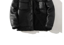 Load image into Gallery viewer, Schinteon Men Suede Leather Jacket Autumn Winter Warm Thick Casual Outwear Faux Lamb Wool Fur Solid Color Turn-down Collar Coat
