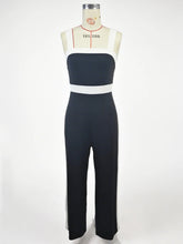 Load image into Gallery viewer, Women's Black White Jumpsuit Square Neck Contrast Trim Ideal for Evening Events Parties Elegant Styles
