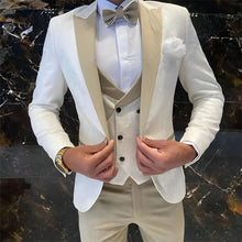 Load image into Gallery viewer, Mens Jacquard Suit 3 Piece Slim Fit Suits Prom Formal Business Suit for Men Jacket Vest Pants Wedding Suit
