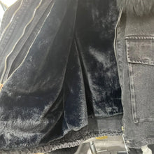 画像をギャラリービューアに読み込む, Fox Fur Denim Fleece-Lined and Batwing Sleeve Cotton Coat

