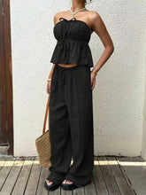 Load image into Gallery viewer, 2 Piece Sets Woman Outfits, New Women's Casual Two-Piece Lace Up Top and Pants

