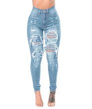 Lade das Bild in den Galerie-Viewer, High Waist Ripped Jeans for Women Skinny Black
