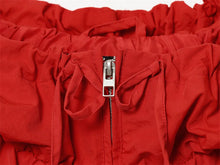 Load image into Gallery viewer, Red Long-Sleeve Drawstring Decorative Festive Hoodie Zipper Cardigan Casual Versatile Jacket
