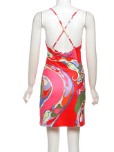 Cargar imagen en el visor de la galería, Weird Puss Colorful Print Backless Sleeveless Dress
