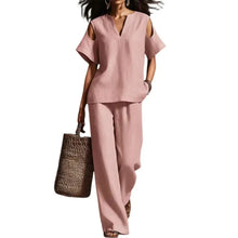 Load image into Gallery viewer, Women Two-piece Suit Summer Women's Set, Women's Short Sleeved Fashion Casual Pants Two-piece Set Versatile Women Clothing
