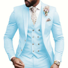 Load image into Gallery viewer, Casual Jacket Vest Pants 3Pcs Elegant  Suits for Men Slim Fit

