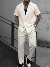 Load image into Gallery viewer, Men's Short-Sleeve , Solid Color European &amp; American Style Casual 2-Piece  Suit
