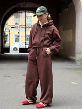 Load image into Gallery viewer, Women Tracksuits Winter Fleece Sweatsuit Brown Warm Crop Zipper Hoodies And Sweatpants Set For Women 2 Piece Velvet Pants Sets
