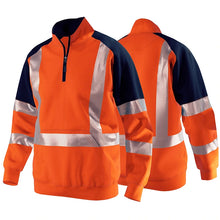 Load image into Gallery viewer, Orange Navy Sweatshirt for Man Hi Vis Hoodie Work with Zip Fleece Jacket
