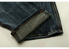 Load image into Gallery viewer, Designer Men  Retro Green Blue Slim Fit Ripped Jeans Men
