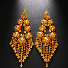 Cargar imagen en el visor de la galería, Stonefans Exaggerated Rounds Crystal Rhinestone Tassel Dangle Earrings
