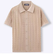 Load image into Gallery viewer, Summe Embroidery Men's Short Sleeved Fashion knitted Shirt 2025 Men's Business Solid Color Casual Button Cardigan POLO Shirt Top
