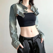Load image into Gallery viewer, Women  Denim Y2K Aesthetic Vintage Sexy Crop Top Jacket

