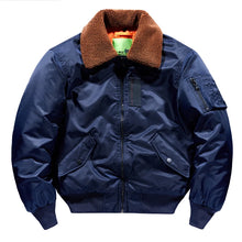 Load image into Gallery viewer, Winter Mens Fur Collar Bomber Jacket Military Coats Thick Cotton Liner Warm MA-1 Flight Pilot Jacket Male
