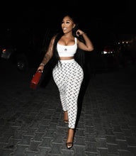 Load image into Gallery viewer, Moon Printed Sports Women Sleeveless Crop Top and Skinny Pant Suit
