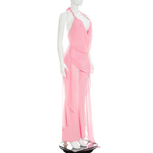 Load image into Gallery viewer, Sexy Chiffon Jumpsuits Women Backless Halter Club Party Summer Rompers Bodycon Fashion Sleeveless V Neck Overalls Beach Vacation
