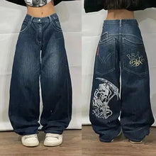 Load image into Gallery viewer, American Street Fashion Trend Gothic Print Loose Jeans Men Harajuku Y2K New Hip Hop Joker Oversized Wide-leg Pants Unisex Jeans

