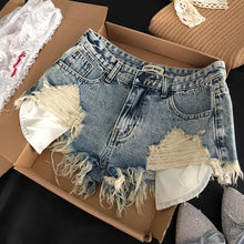 画像をギャラリービューアに読み込む, Fringed Rough Edge Design Y2k Slim-fit Hip-wrapped Super Short
